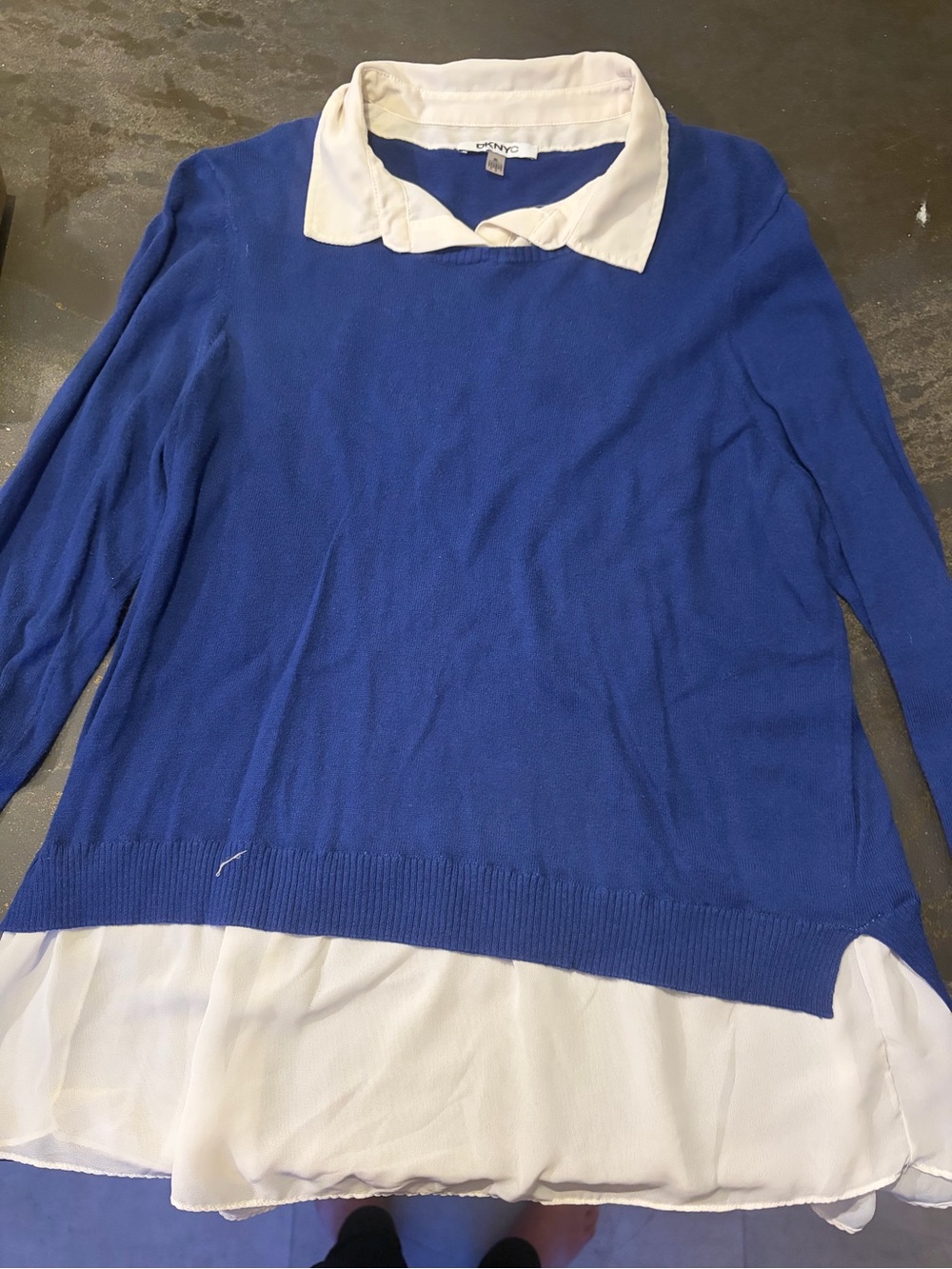DKNY Casual Layered Blue Sweater XL